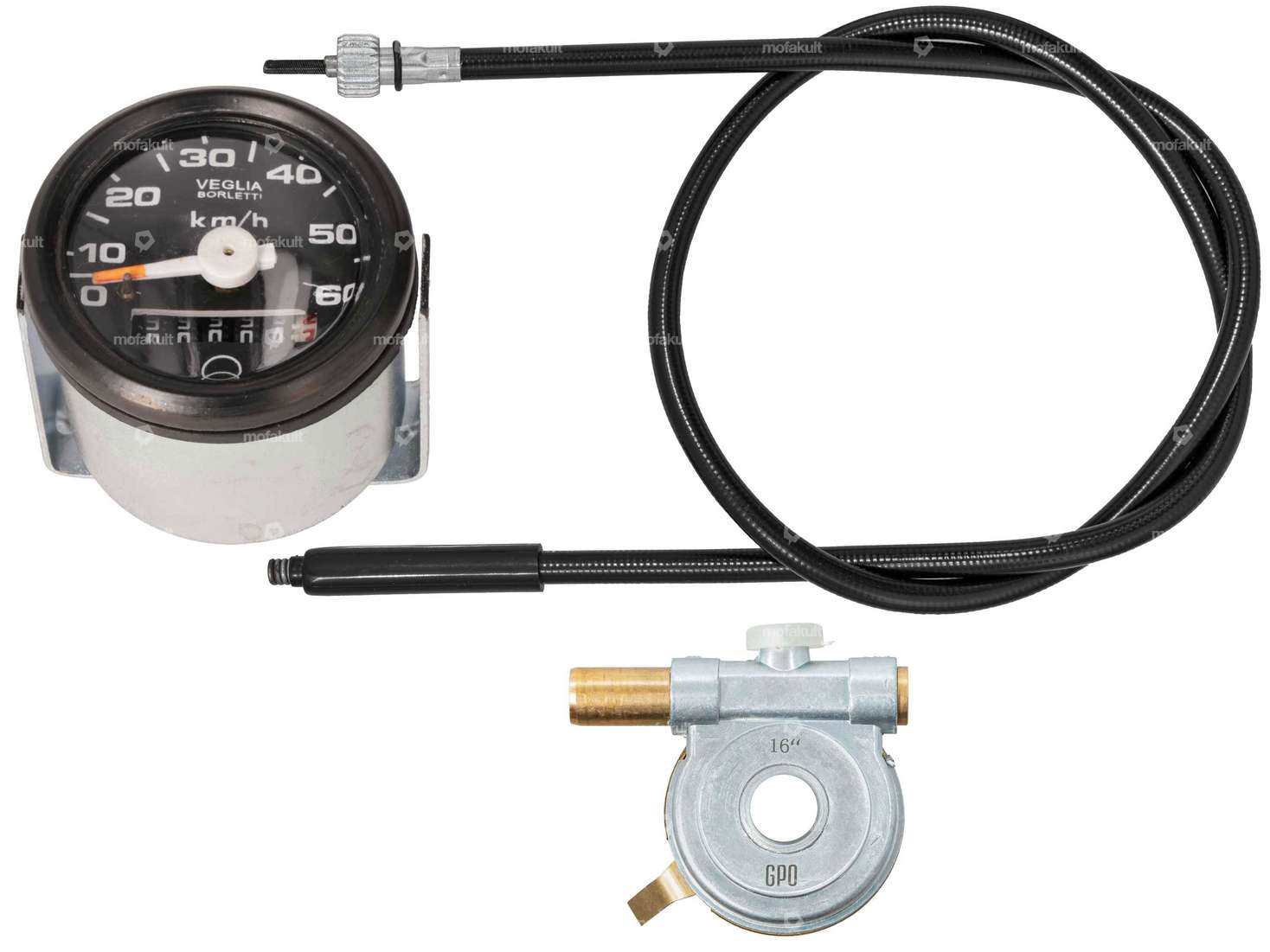 GPO speedometer set "Veglia replica" 16" / 17" black dial | Piaggio Ciao Carousel Image 1