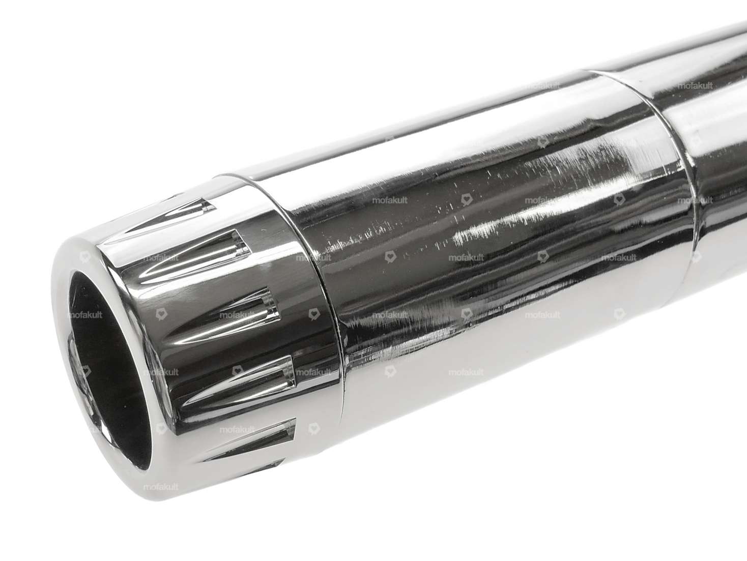66HEROES Exhaust X-Pipe 32 mm chrome / black CNC end piece Carousel Image 5