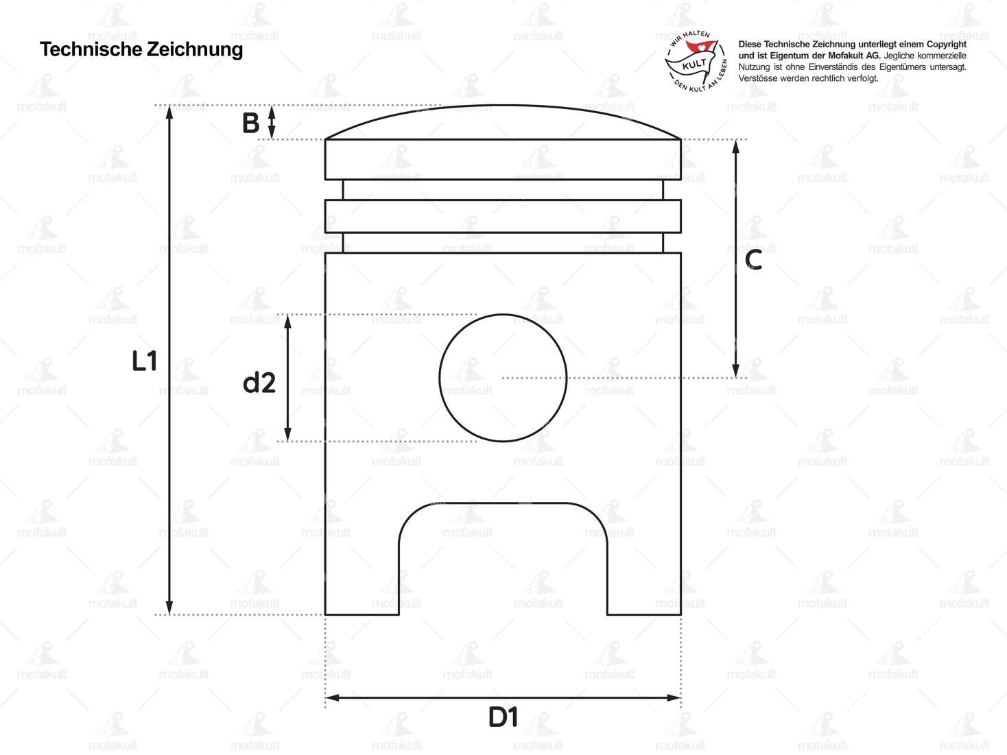 GOL Piston 45 mm BAD ASS Lucifer BigBore | Puch X30 Velux, NG-2AH Carousel Image 2