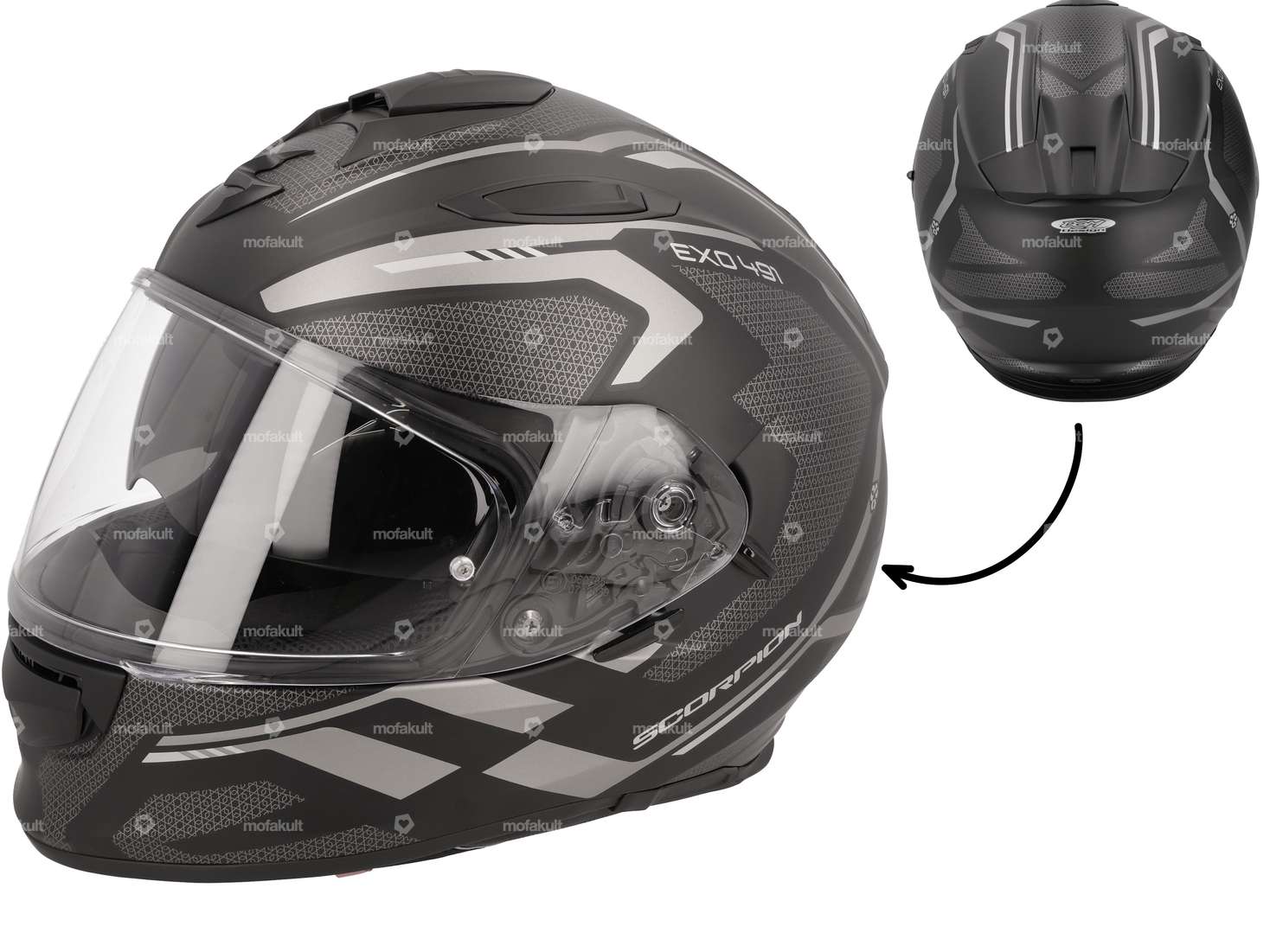 Scorpion full-face helmet "EXO-491" black-grey matt (S-XL) Carousel Image 1