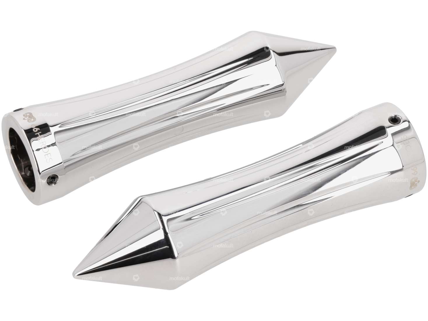 66HEROES Grips Custom CNC Chrome Carousel Image 1