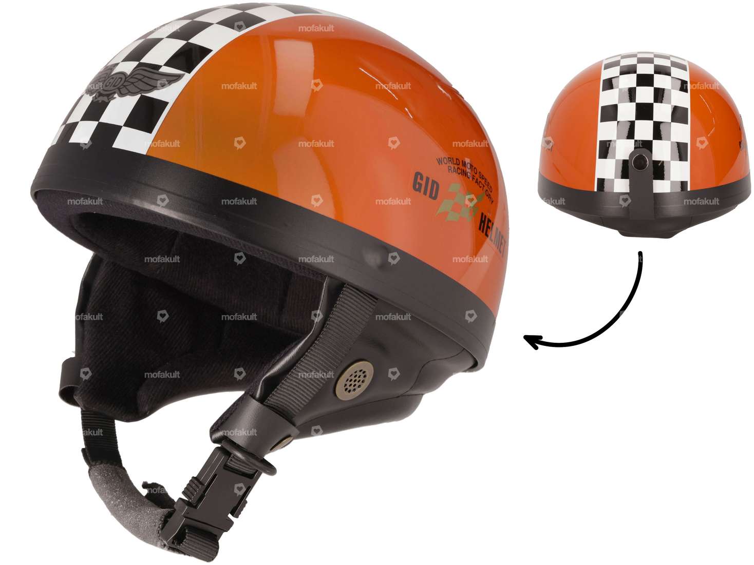 Cup helmet orange with target flag Carousel Image 1
