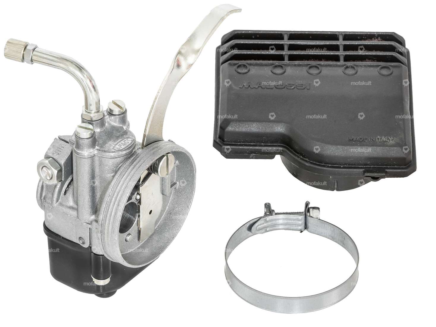 Dell'Orto 13/13 SHA carburetor & racing air filter set | Piaggio Ciao P, SC Carousel Image 1