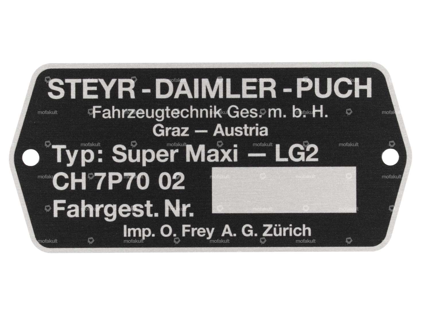 Type plate CH7P7002 | Puch Supermaxi LG2 Carousel Image 1