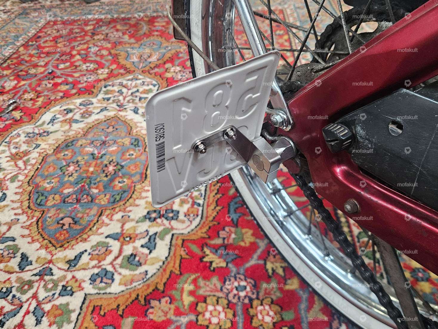 66HEROES License plate holder incl. mounting pin on the right side (DE version) Inox Carousel Image 5