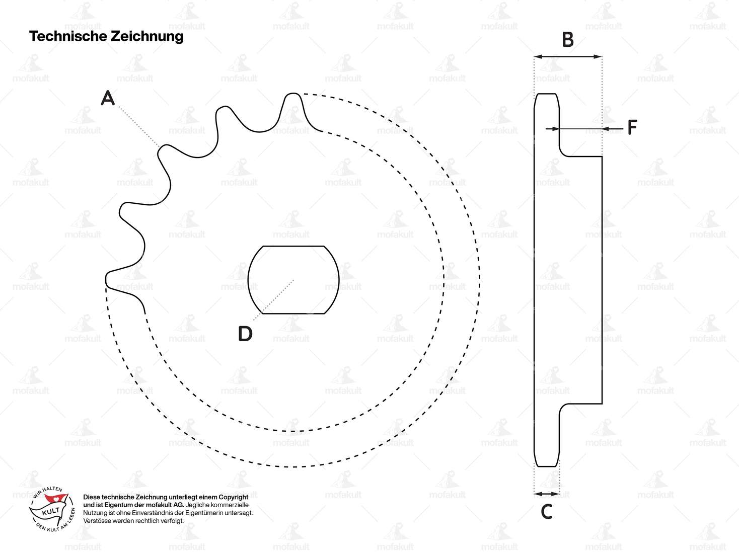 ESJOT sprocket 10 teeth 415 chain one-sided heel | Kreidler Carousel Image 4