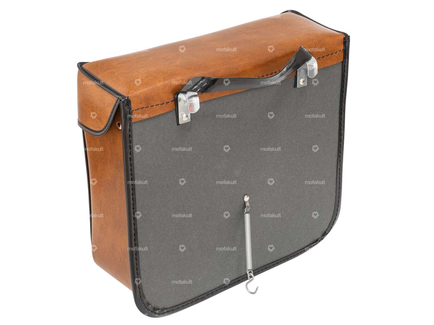 Luggage bags brown square leather look Carousel Image 3