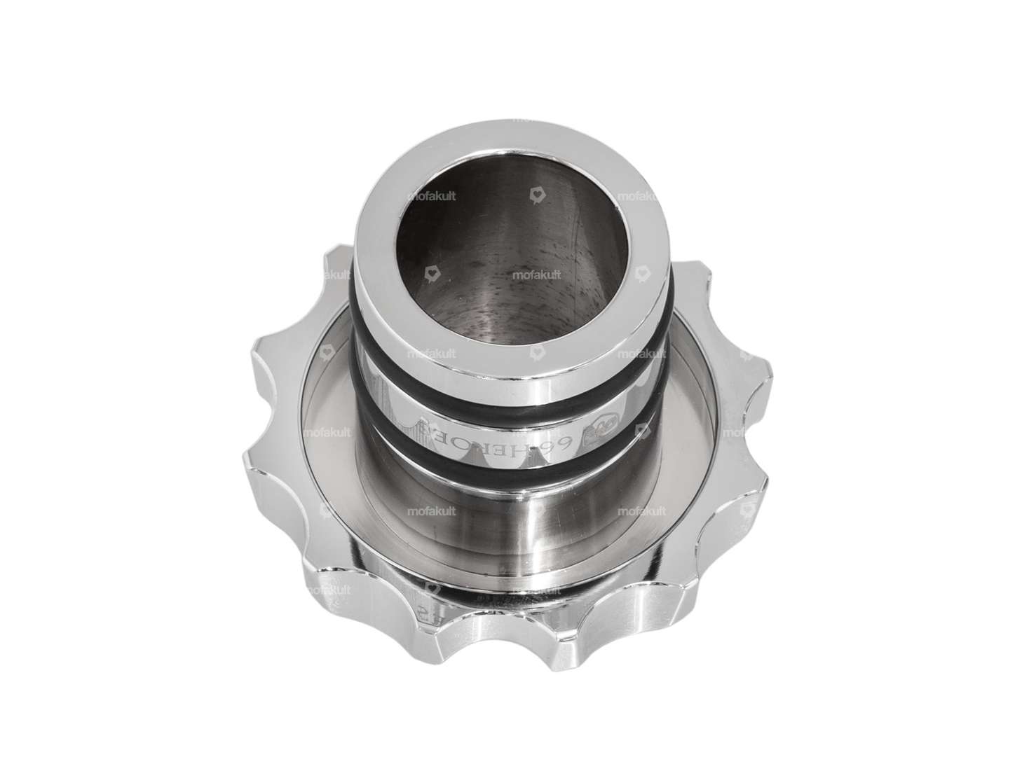 66HEROES Tank cap "Iron Cross" aluminum chrome | Puch Maxi Carousel Image 2