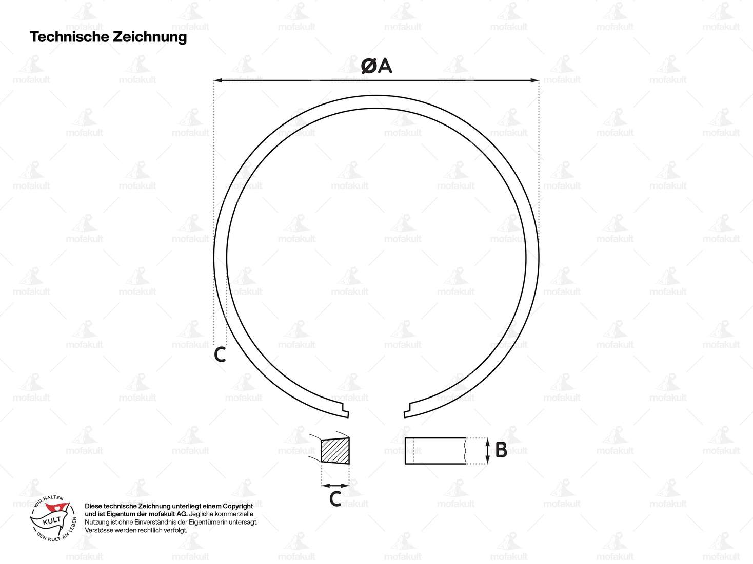Piston ring original 40 x 1.42 mm (IS) | Beta 521 & 512 (A8112) Carousel Image 3