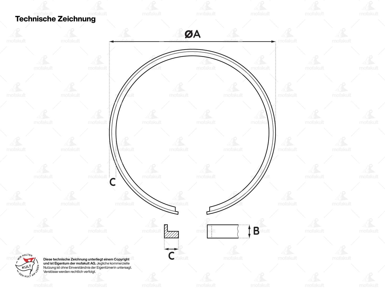 Meteor piston rings 39.8 mm (pair) | Piaggio Ciao, SI, Bravo, Boxer Carousel Image 4