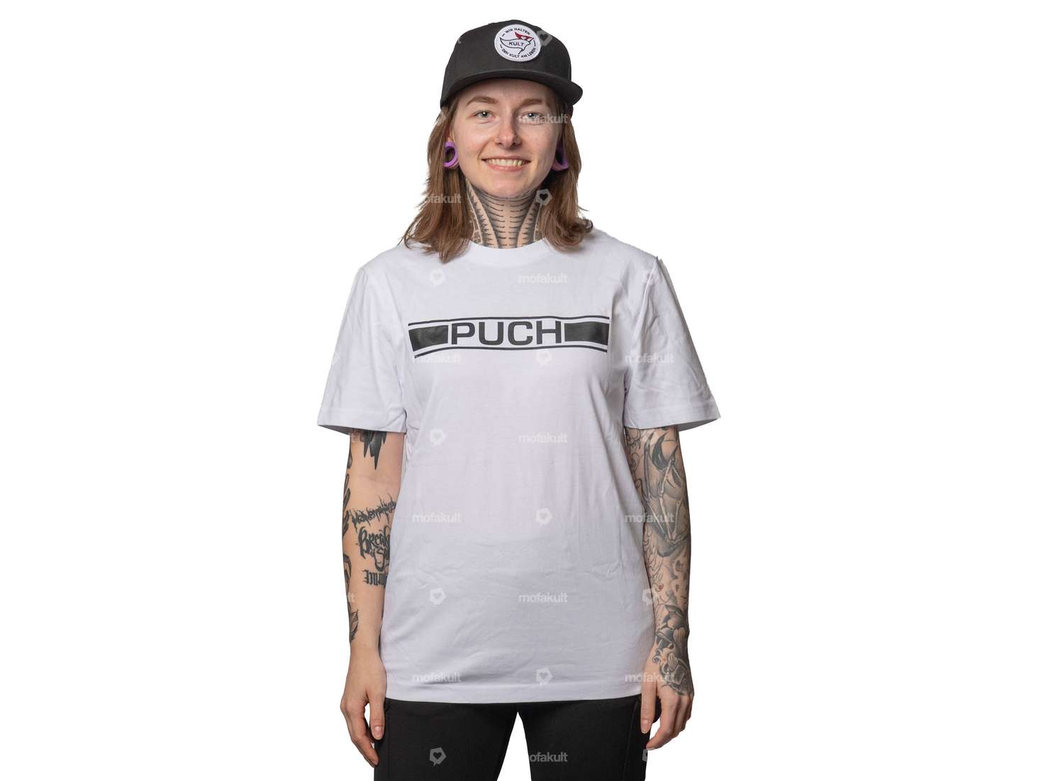 mk-Merch T-Shirt "PUCH" white Carousel Image 1