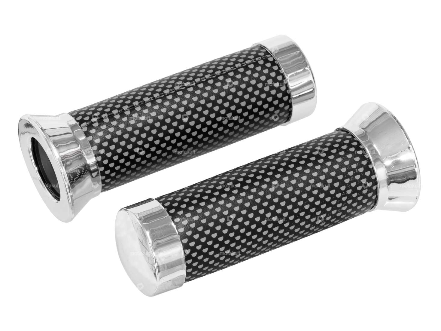 Handles imitation leather black / gray / chrome Carousel Image 1