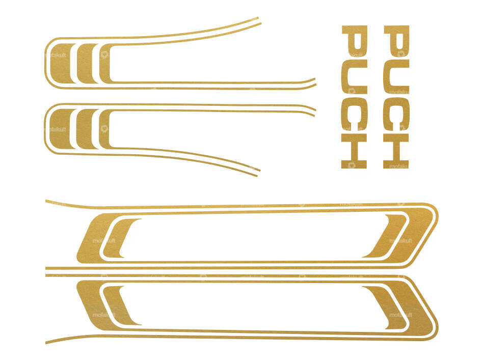 Adhesive set tank & frame gold matt (1A quality) foil plot | Puch Maxi S Carousel Image 1