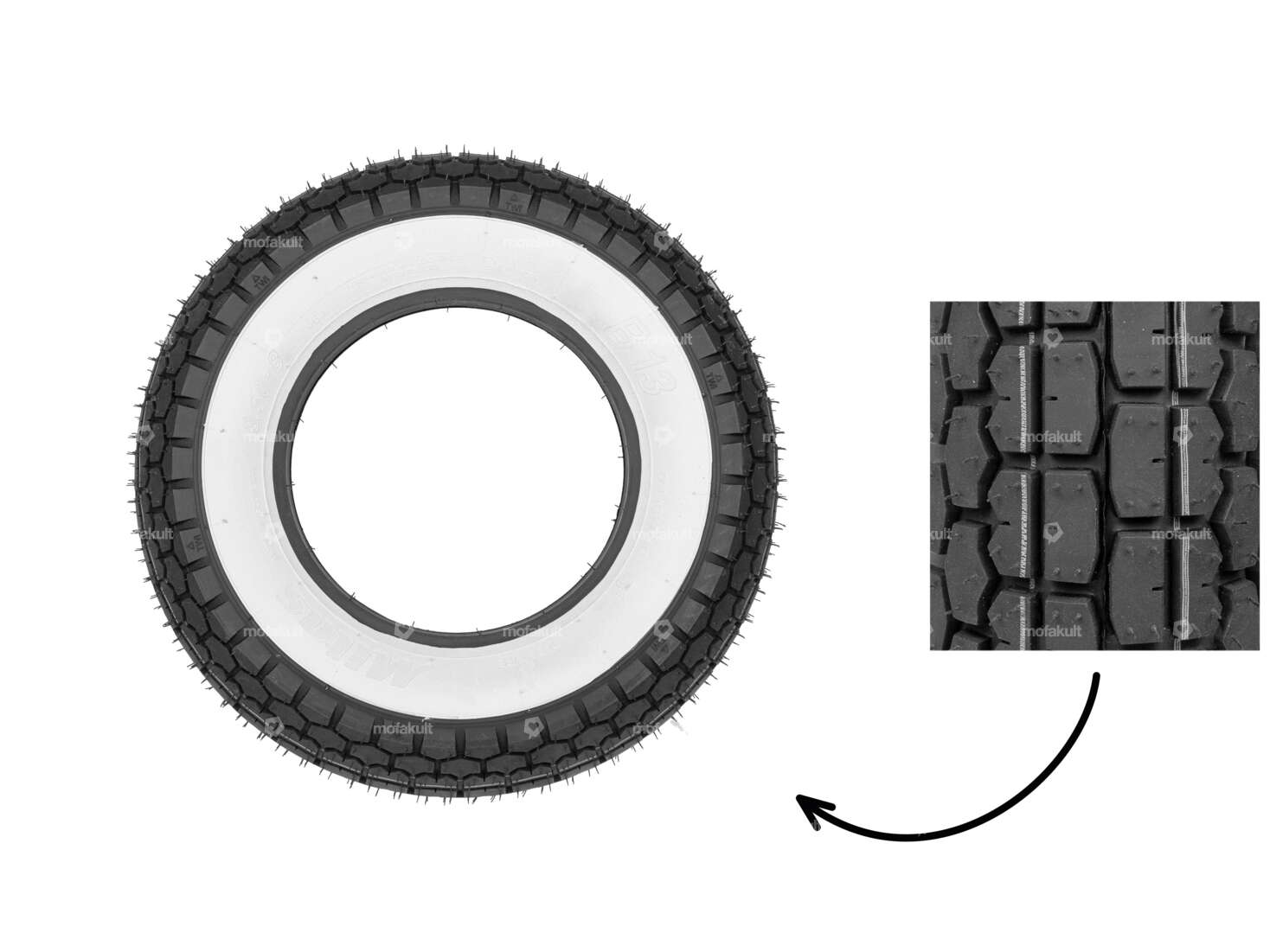 Mitas 3.50 x 8" tires B13 Allround whitewall (Scooter) Carousel Image 1