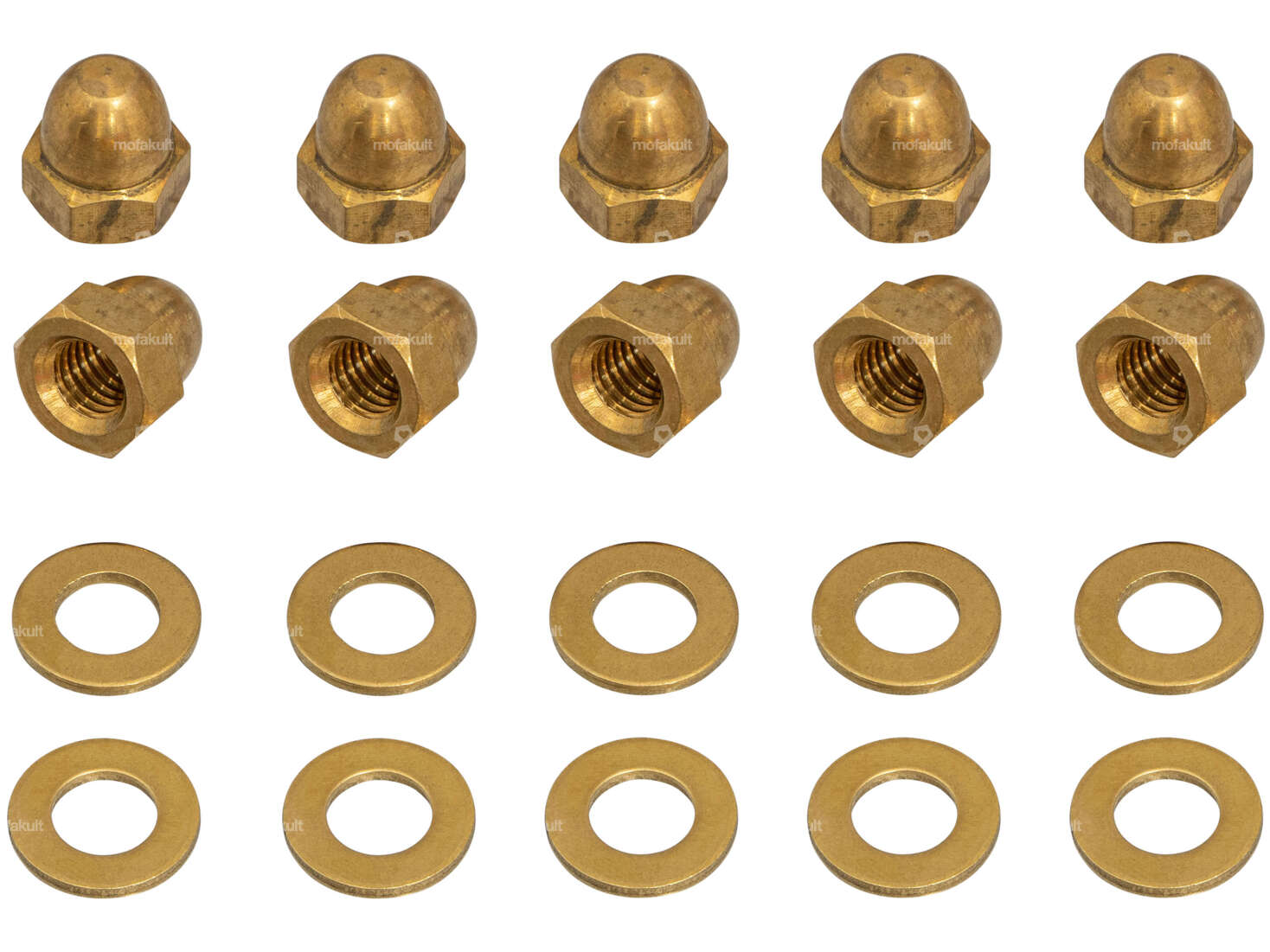 66HEROES M10 cap nut & washer set brass (10 pcs.) Carousel Image 1