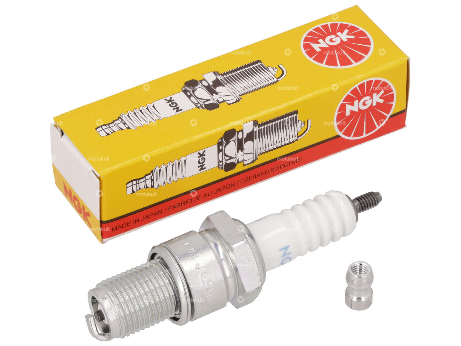 NGK BR8ES spark plug long thread suppressed Carousel Image 1