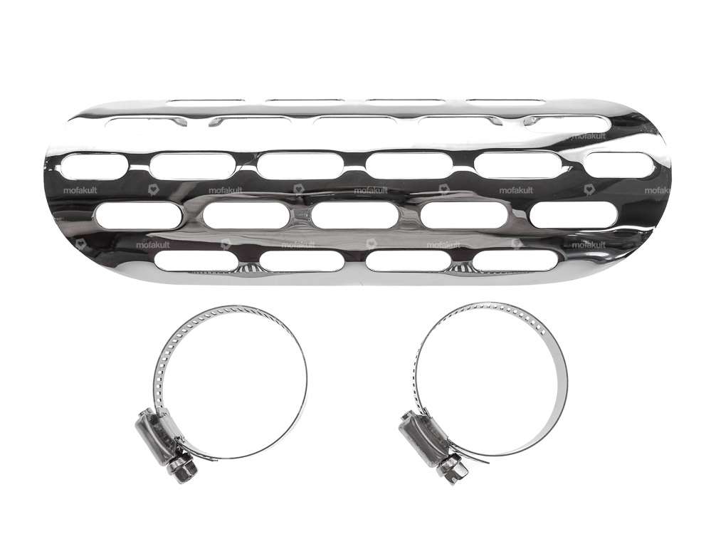 Exhaust heat plate slotted hole chrome Carousel Image 1