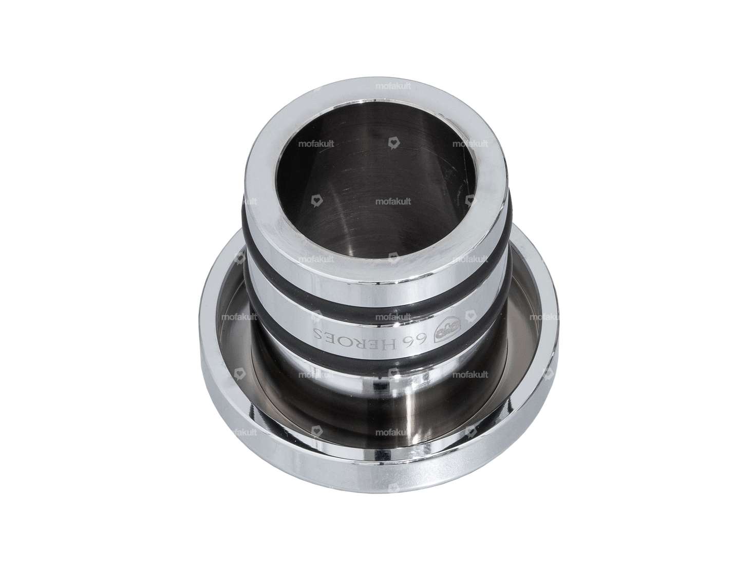 66HEROES Tank cap "Piaggio" chrome round | Piaggio Ciao, Bravo Carousel Image 2