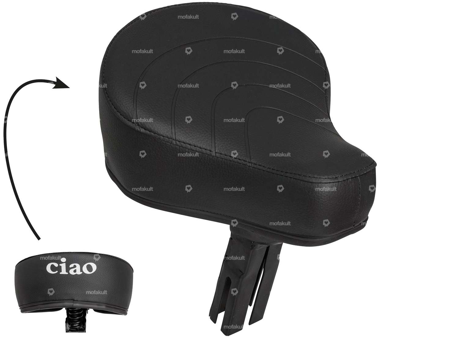 Saddle "Ciao" lettering square mount black | Piaggio Ciao P Carousel Image 1