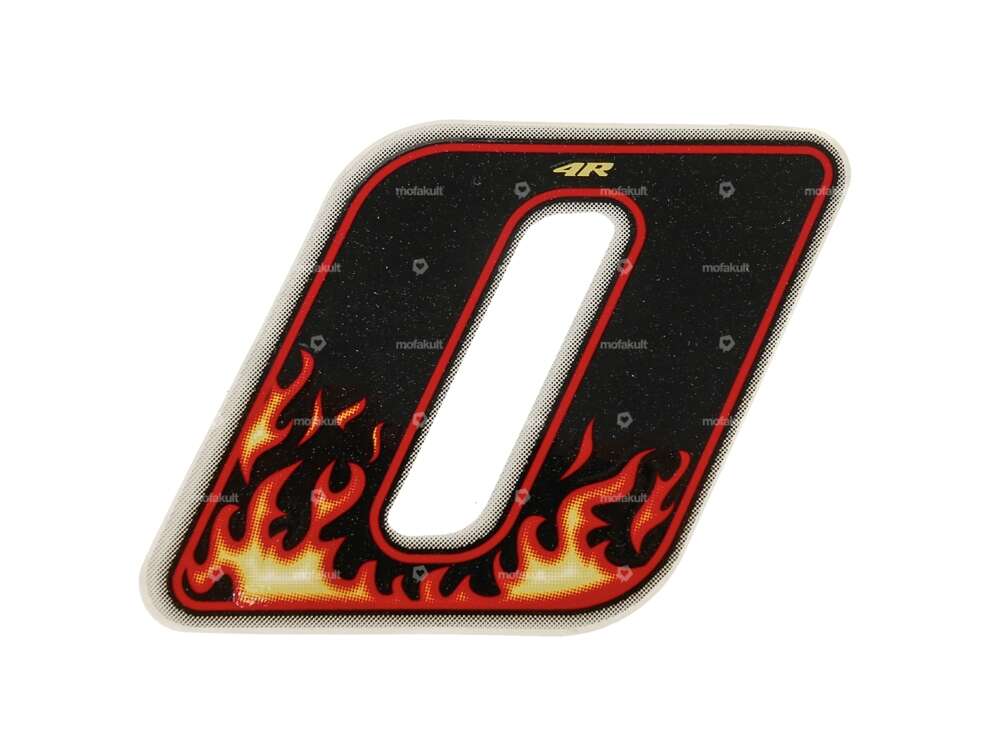 Sticker Number 0 Flame (height 65 mm) Carousel Image 1