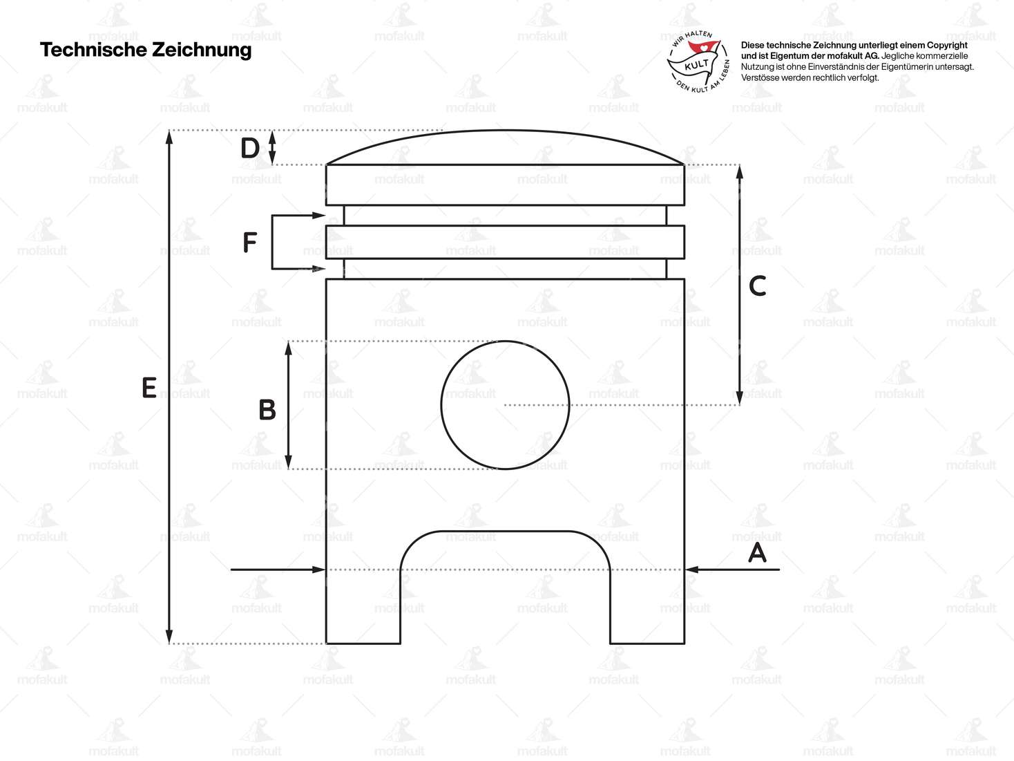 Athena piston 46 mm (10 mm KoBo) | Piaggio Ciao, SI, Bravo, Boxer Carousel Image 2