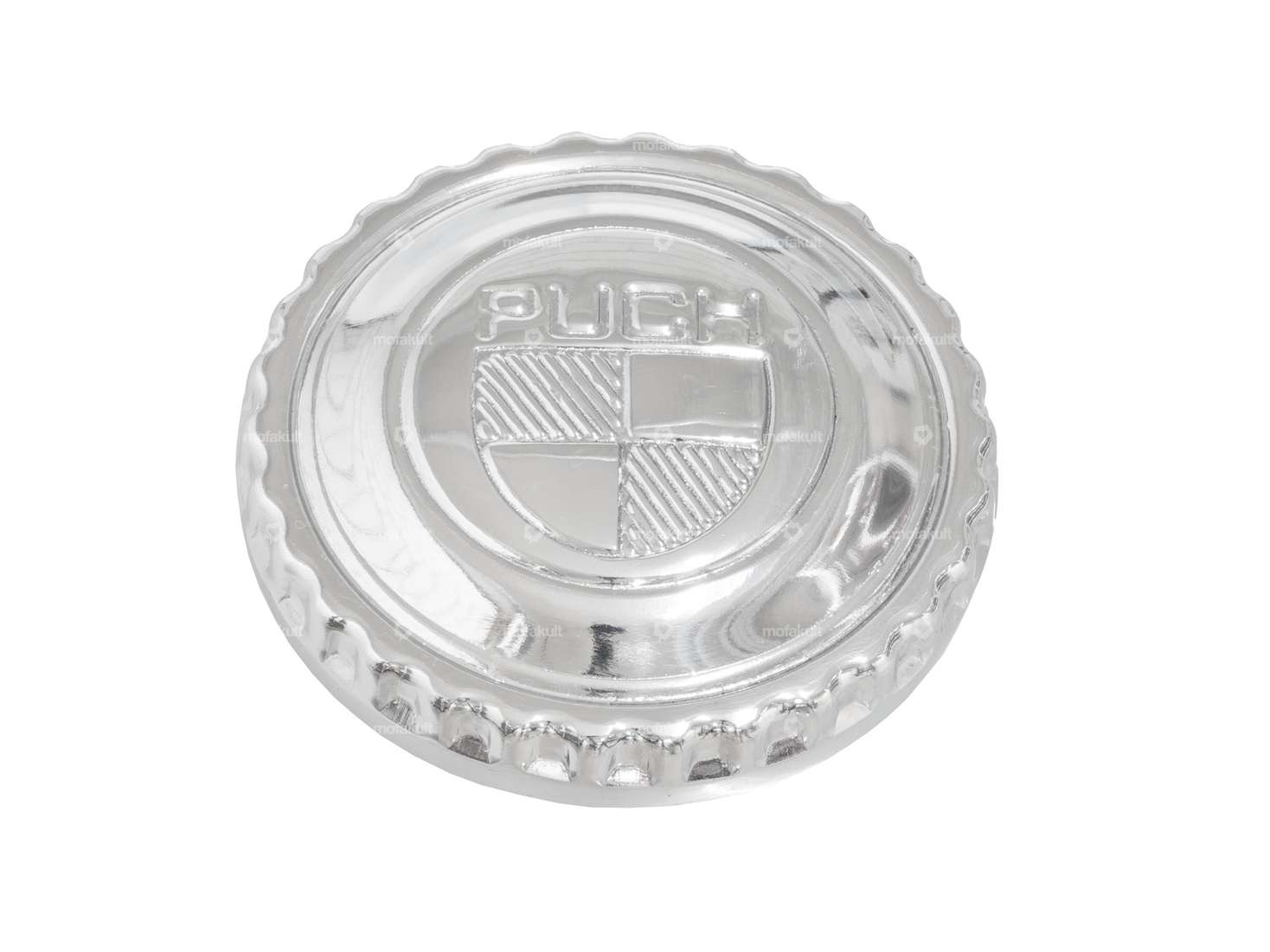 Fuel filler cap bayonet with emblem (reproduction) | Puch X30 Carousel Image 1