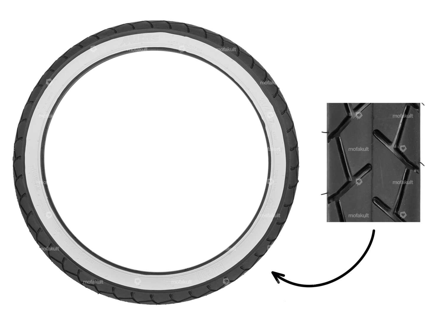 Mitas 2.25 x 17" tires MC11 Semi-Slick Whitewall Carousel Image 1
