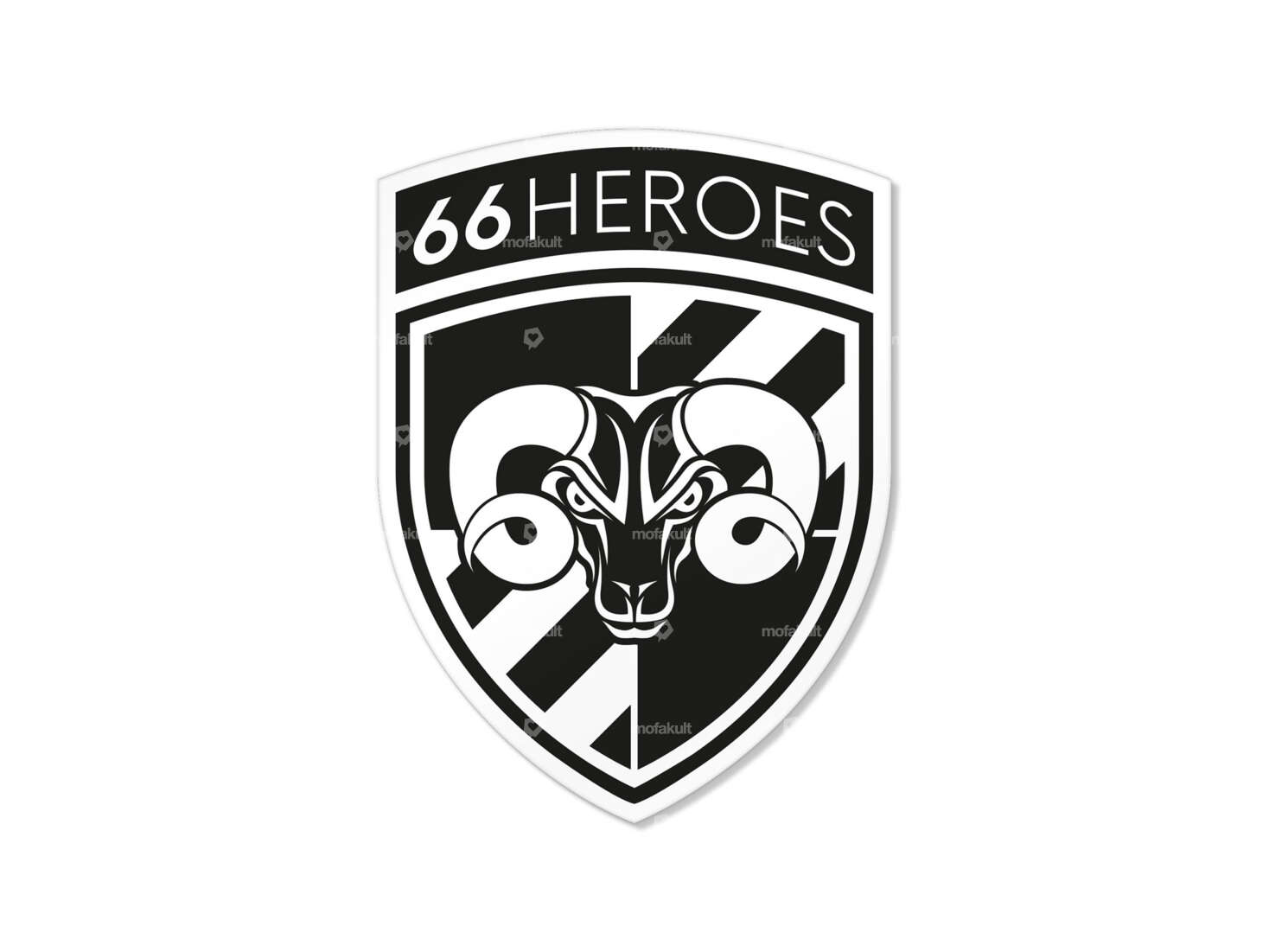 Coat of arms sticker "66HEROES" 37 x 50 mm black Carousel Image 1