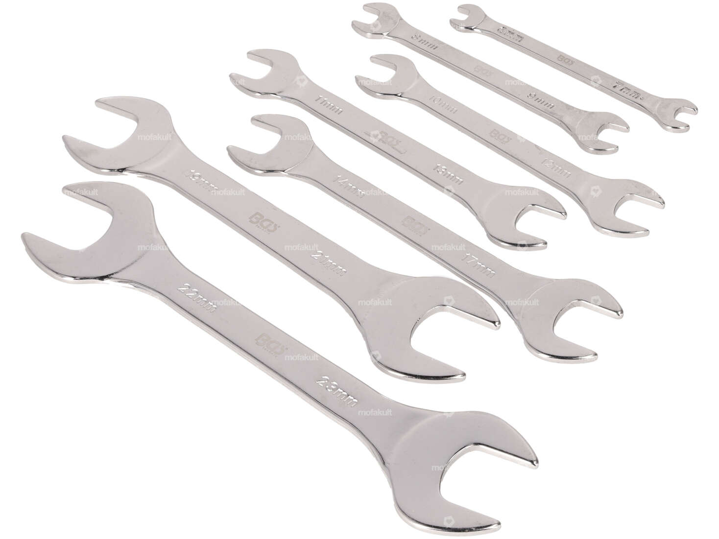 BGS double open-end wrench set extra flat SW 6 - 23 mm 7 pcs. Carousel Image 1