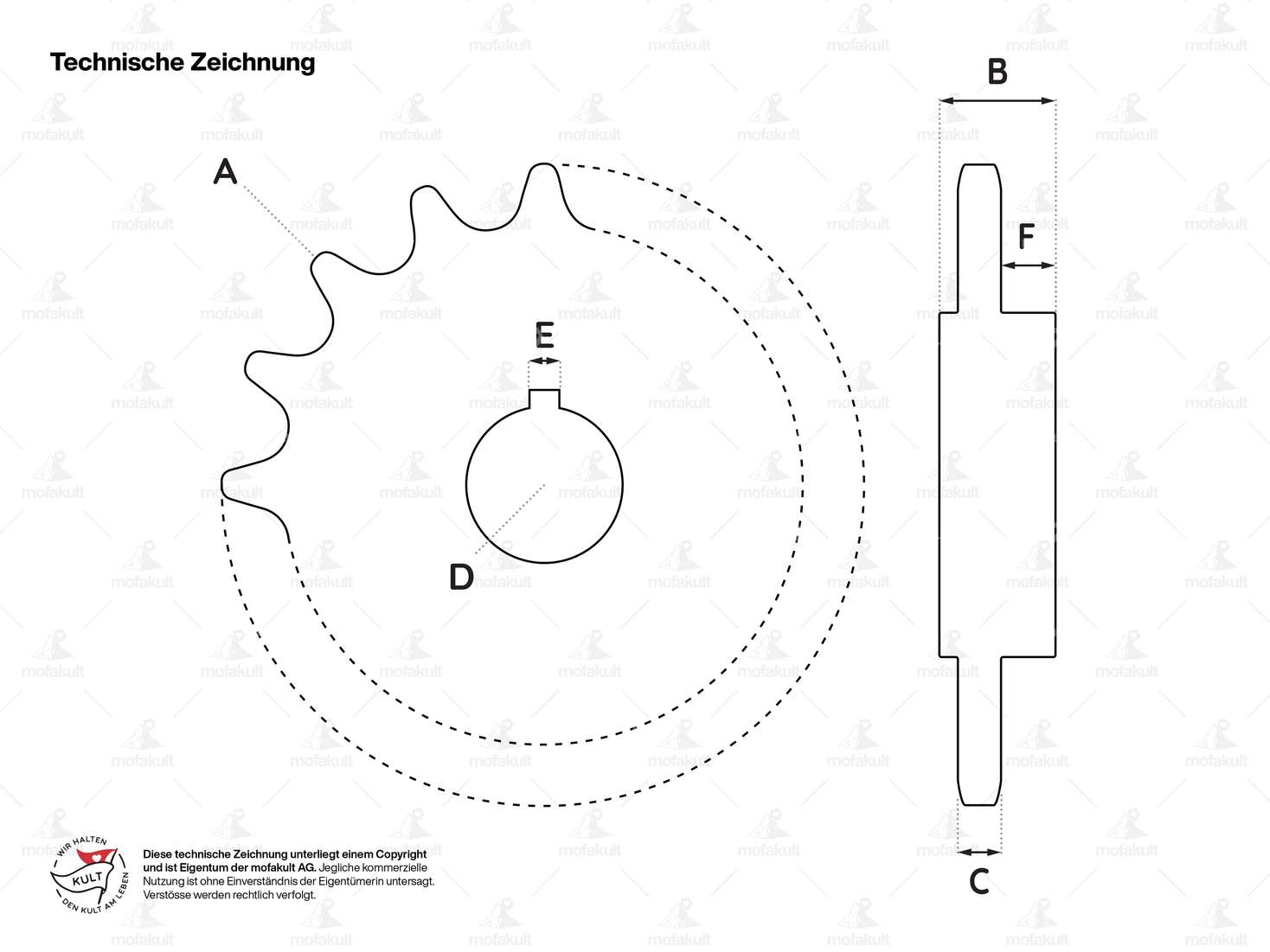 GPO sprocket 14 teeth with cone chrome | Sachs 50/2 Carousel Image 3