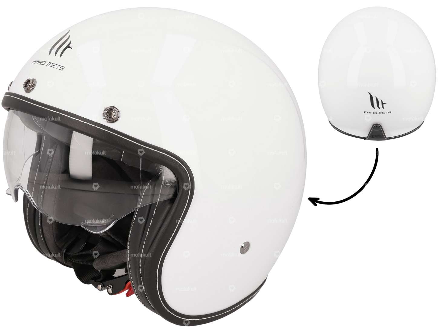 MT Helmets Jet helmet "Le Mans" white (S-XL) Carousel Image 1