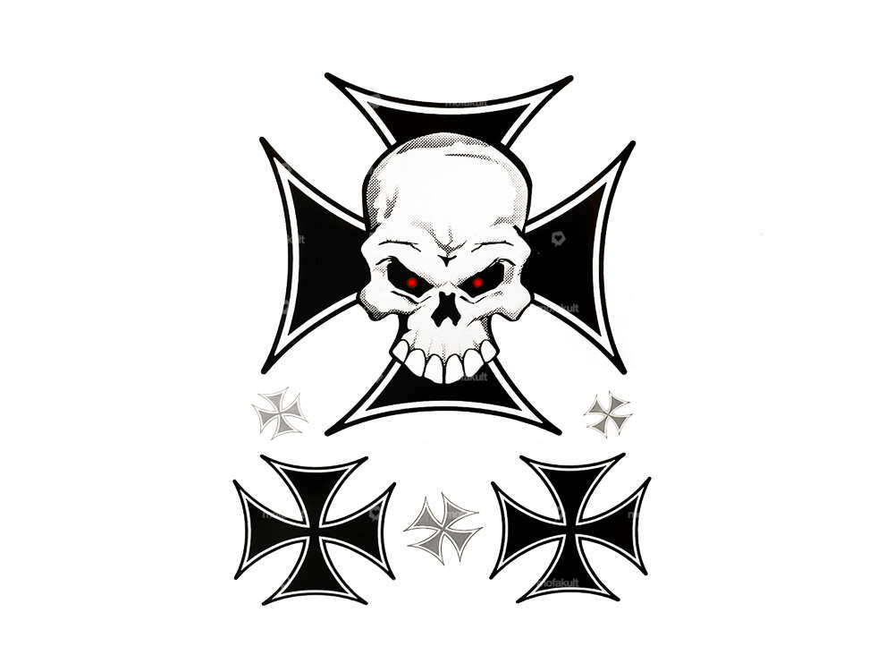 Iron Cross Skull adhesive bow Carousel Image 1
