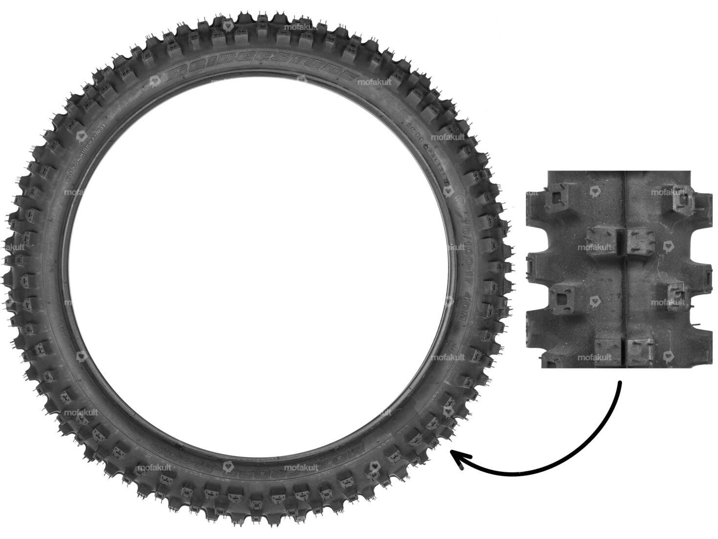 Bridgestone 70/100 x 17 tires M403 Motocross Carousel Image 1