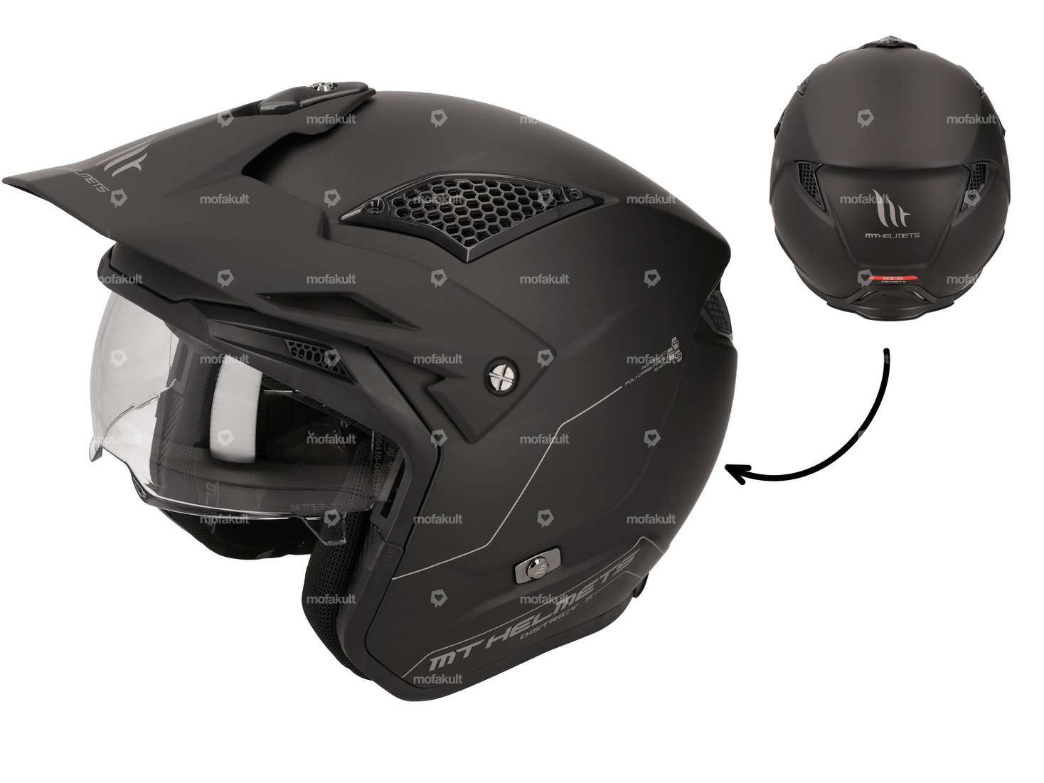 MT Helmets Jet helmet "Trial" black matt (S-XL) Carousel Image 1