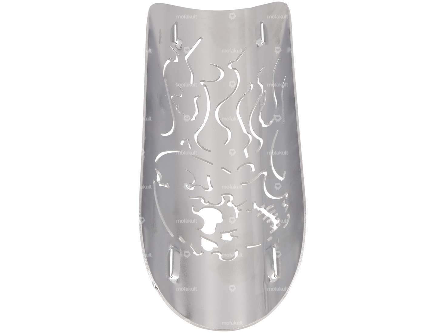 Exhaust heat plate "Flame Skull" chrome Carousel Image 3