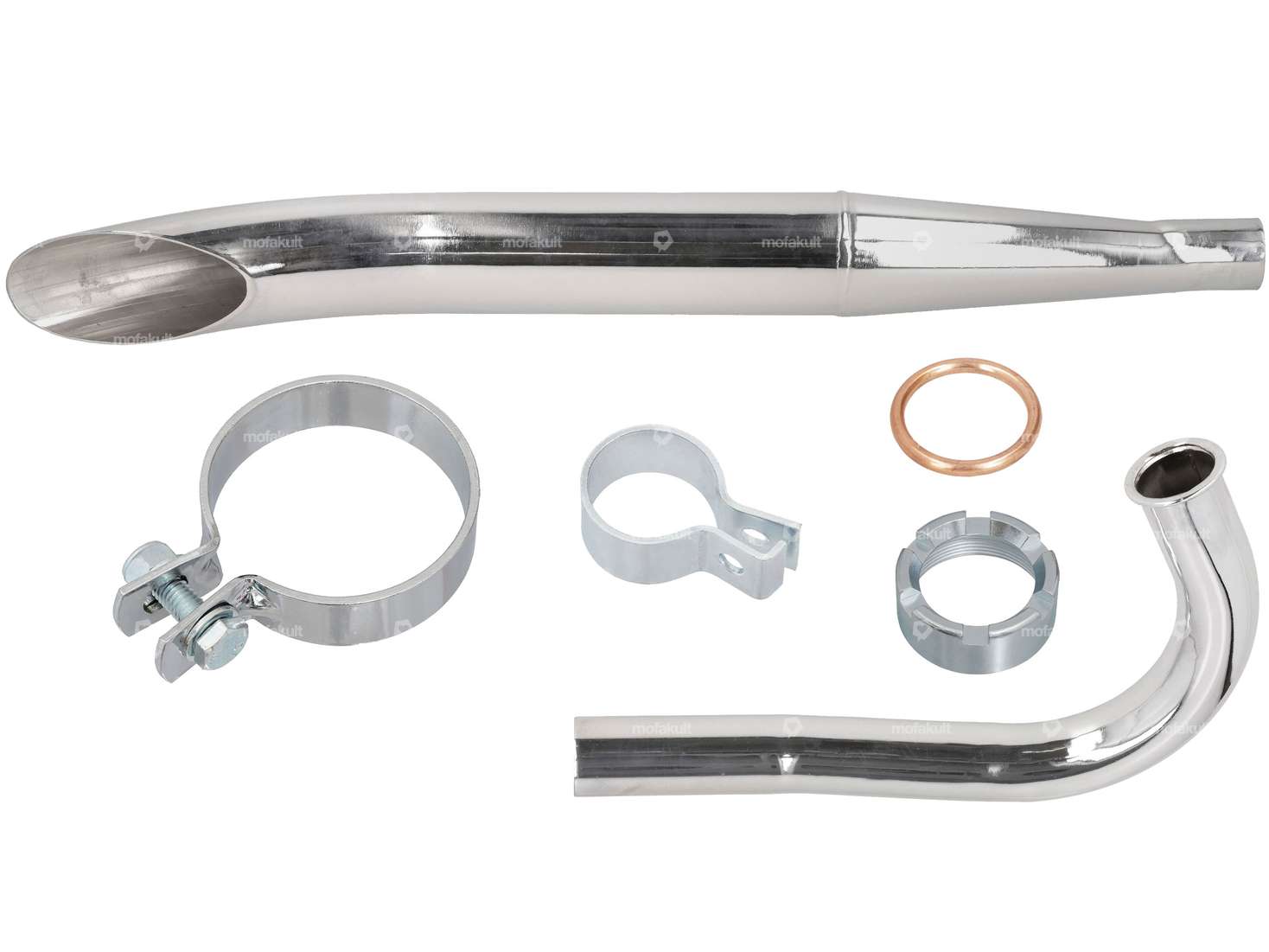 Sidepipe exhaust set (Ø 32 / 60 mm) black / chrome | Sachs 50/2 Carousel Image 1