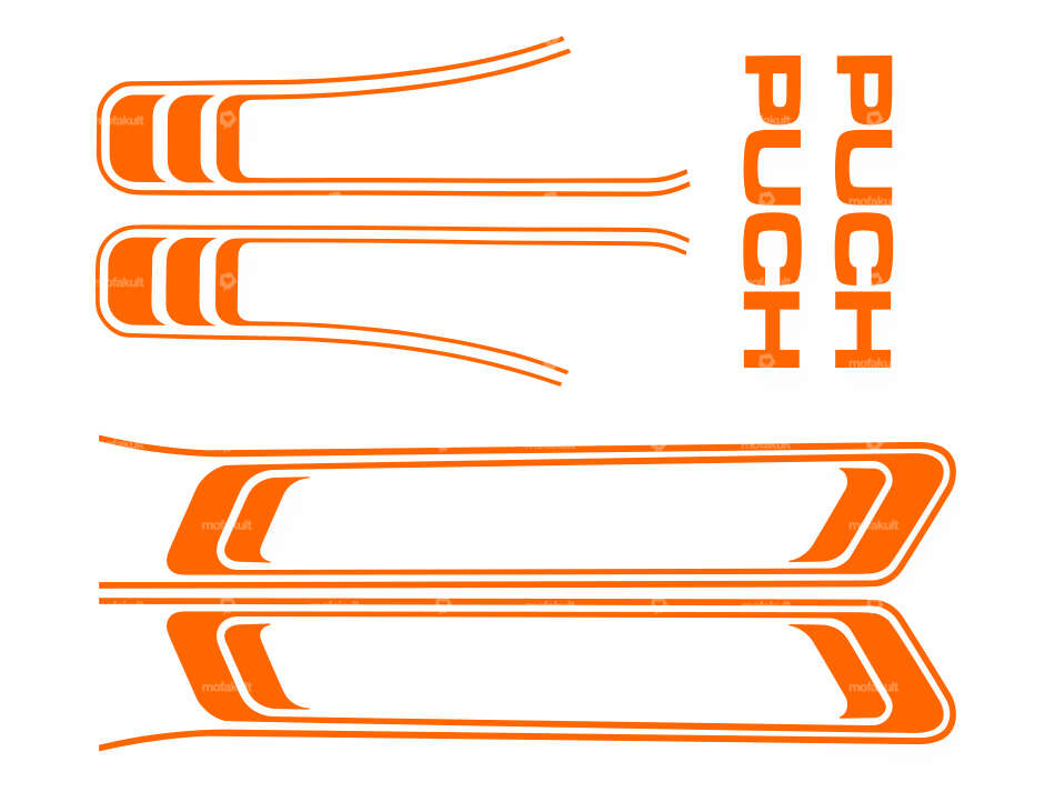 Adhesive set tank & frame orange (1A quality) Foil plot | Puch Maxi S Carousel Image 1