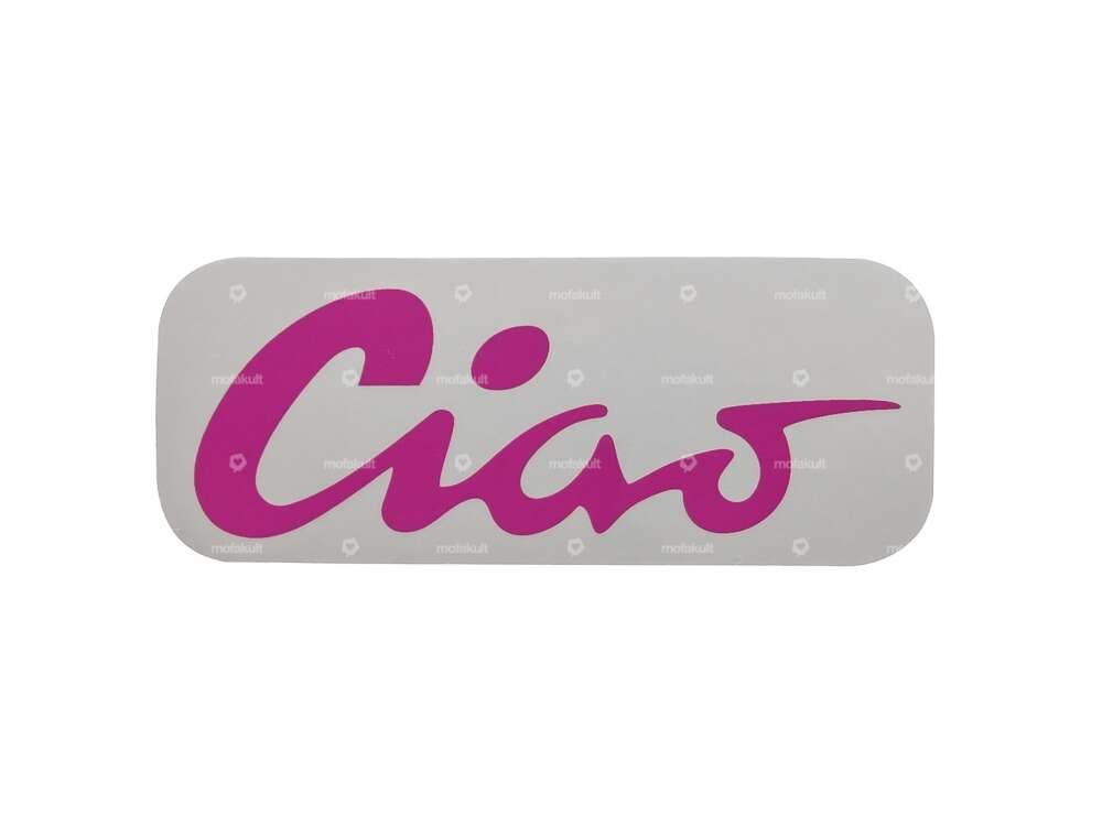 Tank sticker "Ciao" pink 70 x 28 mm | Piaggio Ciao P, C9 Carousel Image 1