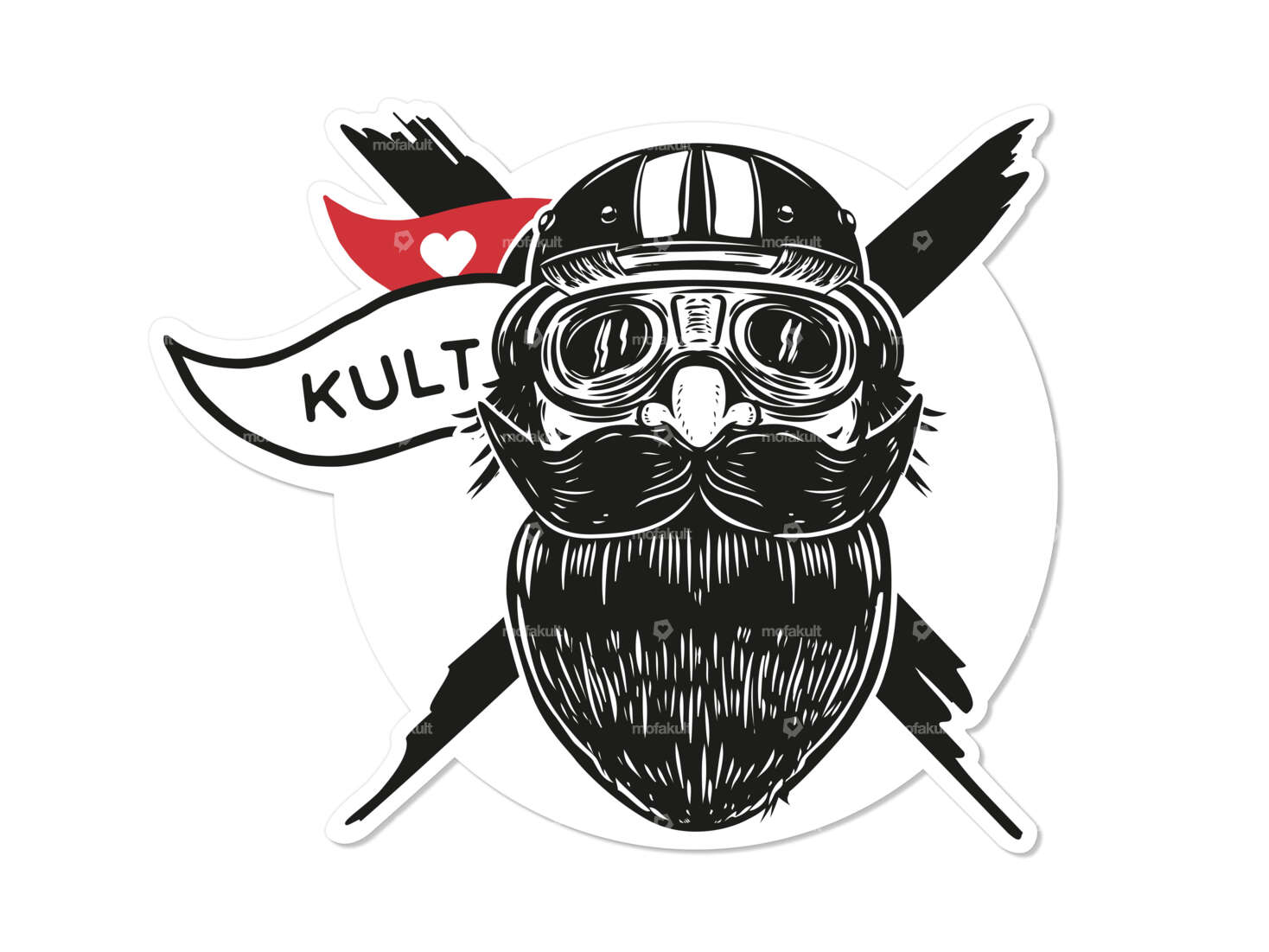 Sticker "bearded Bernhard" Ø 12 cm tailgate Carousel Image 1