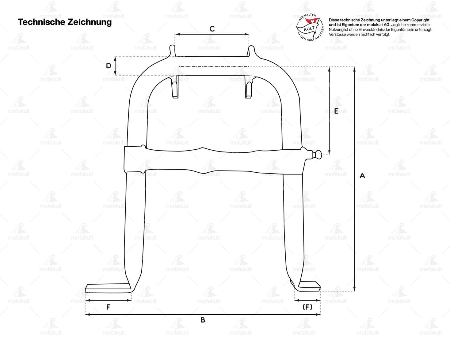Buzzetti main stand extended black (1A quality) | Puch Maxi S, P1 | X30 NS, NL, NG Carousel Image 3