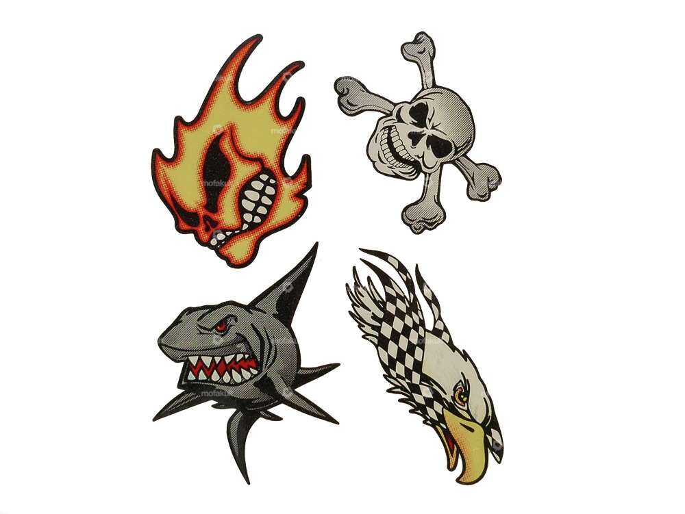 Sticker "Skull, Shark, Fire & Eagle" 120 x 95 mm Carousel Image 1