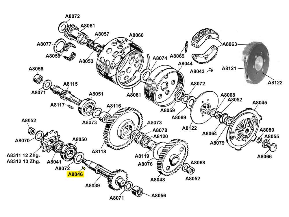 Wedge pinion / flywheel Beta 521 & 512 (A8046) Carousel Image 2