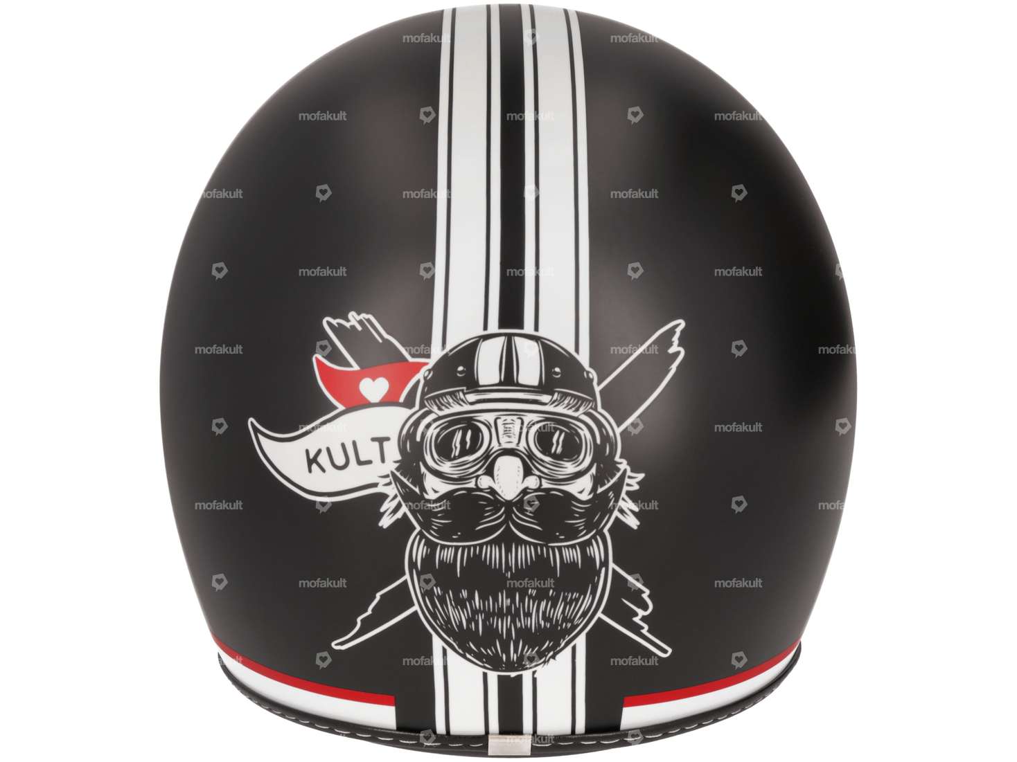 Mofakultwear jet helmet "bearded Bernhard" black (XS / S) Carousel Image 3