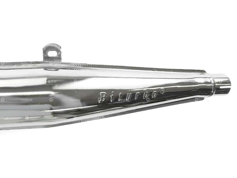 Biturbo muffler 28 mm chrome / gold Carousel Image 2