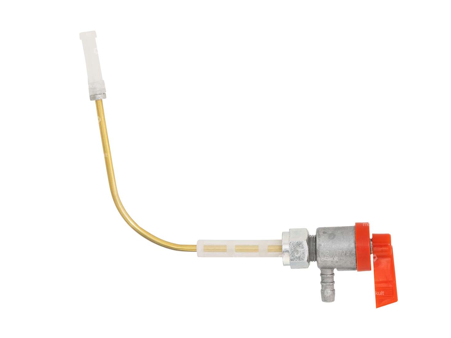 OMG fuel tap horizontal M12x1 (with union nut) red | Puch Maxi S, N Carousel Image 1