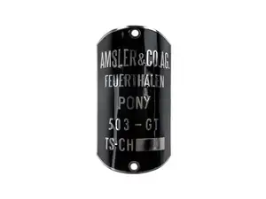 Nameplate for head tube (curved) black | Pony 503 Nameplate for head tube (curved) black | Pony 503