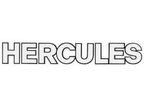 "HERCULES" Sticker, vinyl cutout, 189 x 28 mm, black/white "HERCULES" Sticker, vinyl cutout, 189 x 28 mm, black/white