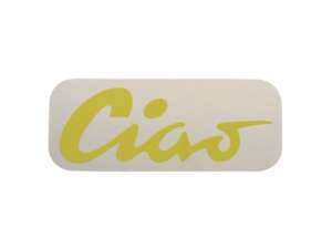 swiing® revival Tank Sticker "Ciao" Yellow 70 x 28 mm | Piaggio Ciao P / C9 swiing® revival Tank Sticker "Ciao" Yellow 70 x 28 mm | Piaggio Ciao P / C9