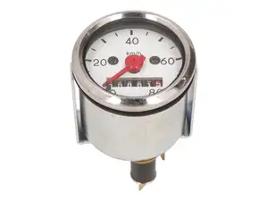 Speedometer 80 km/h Ø 48 mm illuminated (white dial) Speedometer 80 km/h Ø 48 mm illuminated (white dial)